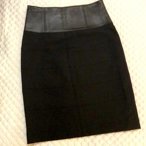 Teri Jon black skirt with black leather waist size 4